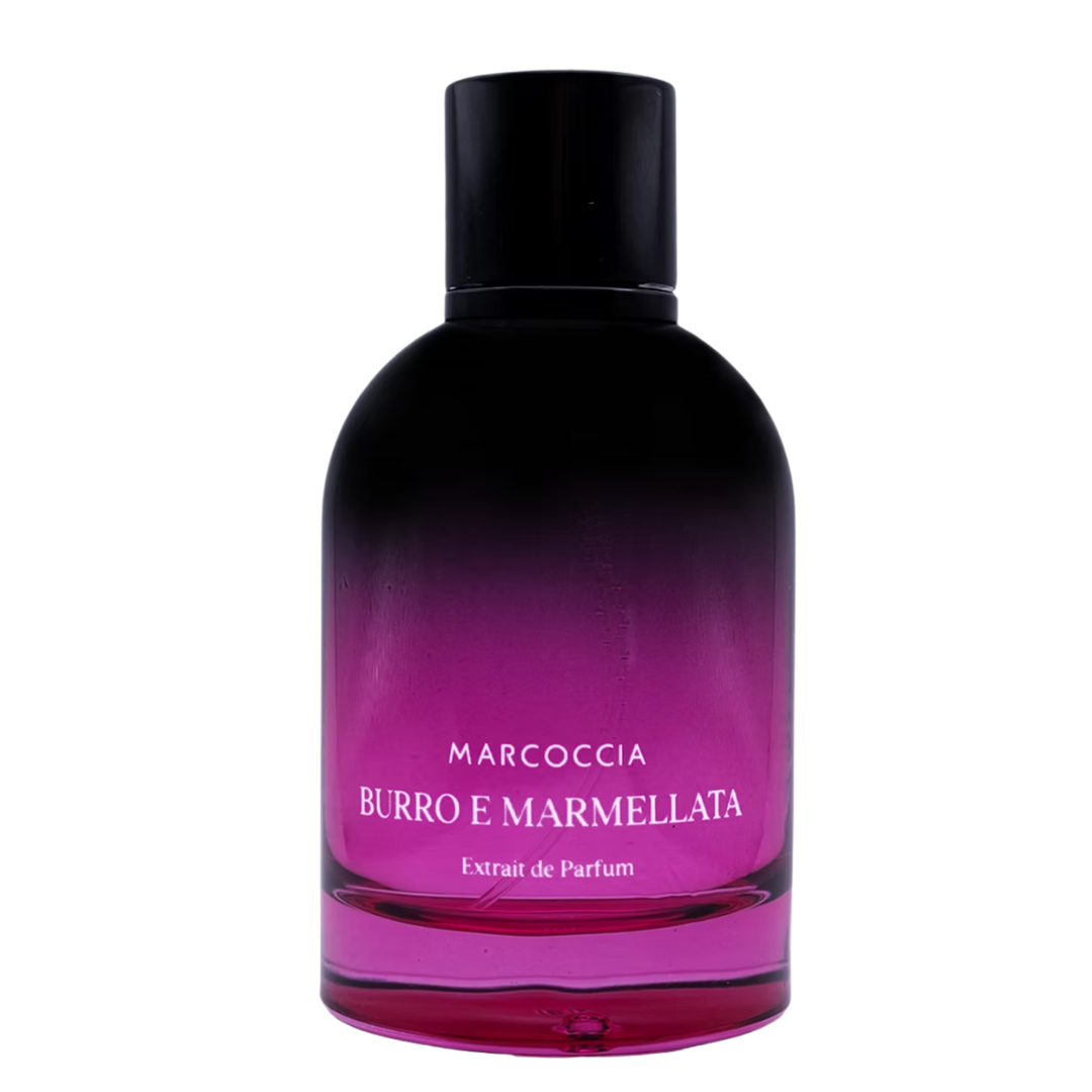 Marcoccia Burro e Marmellata Extrait de Parfum – flacone con degradé nero e fucsia