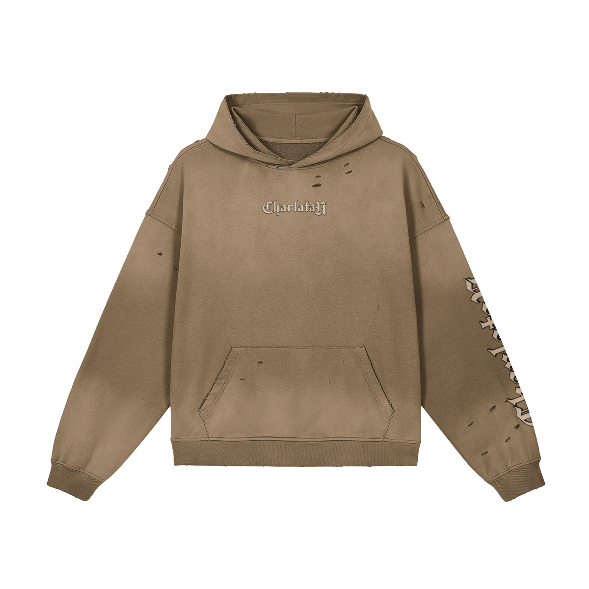  fronte camel): CharlataN Hoodie Graffiourbano cammello – fron