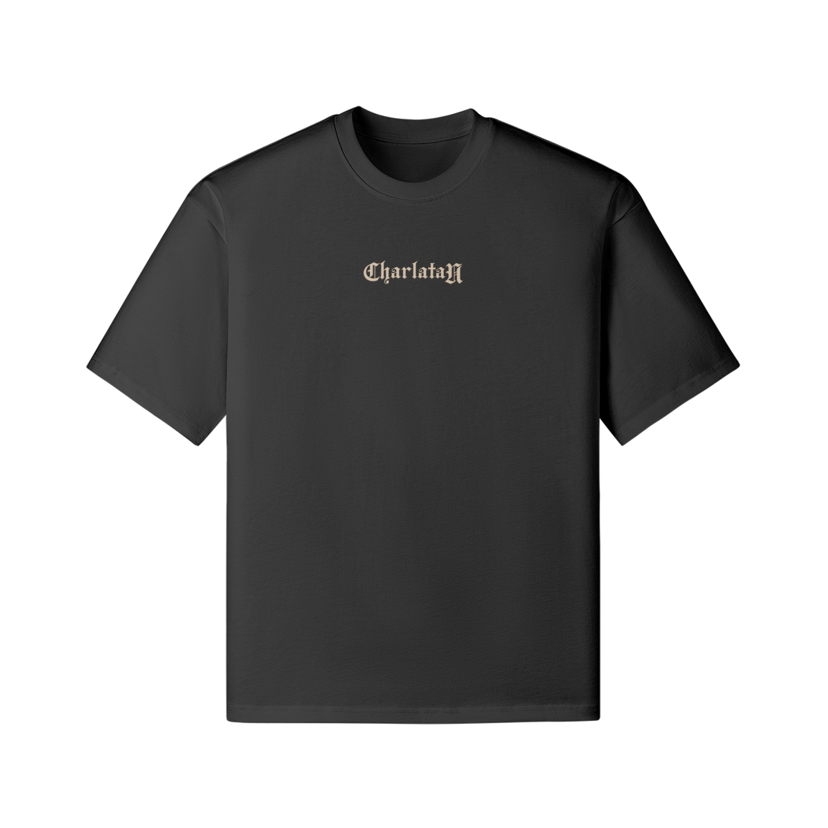 retro graphite): CharlataN T-shirt GU03 Graffiourbano – retro graphite con figura incappucciata e maschere